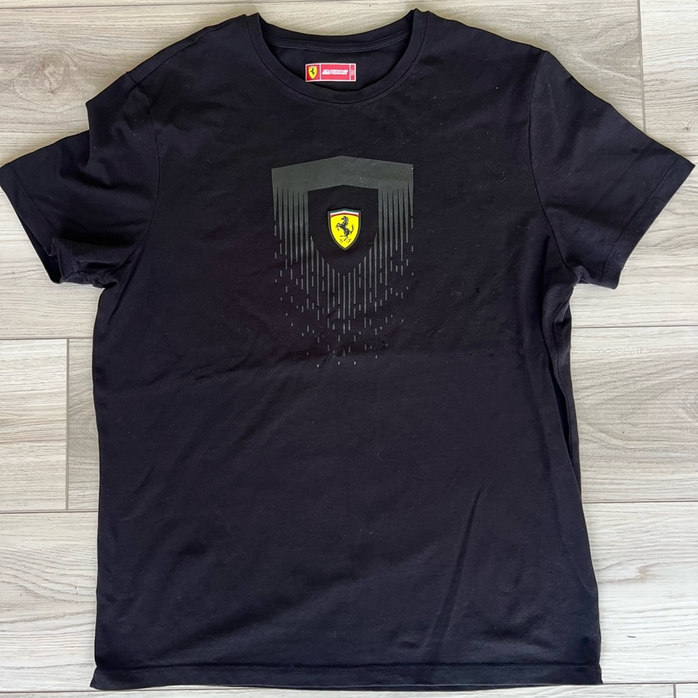 Scuderia Ferrari Black Tee with Yellow Logo